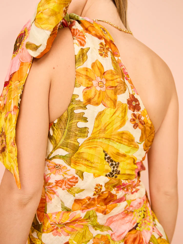 Vestido Longo Flora um Ombro