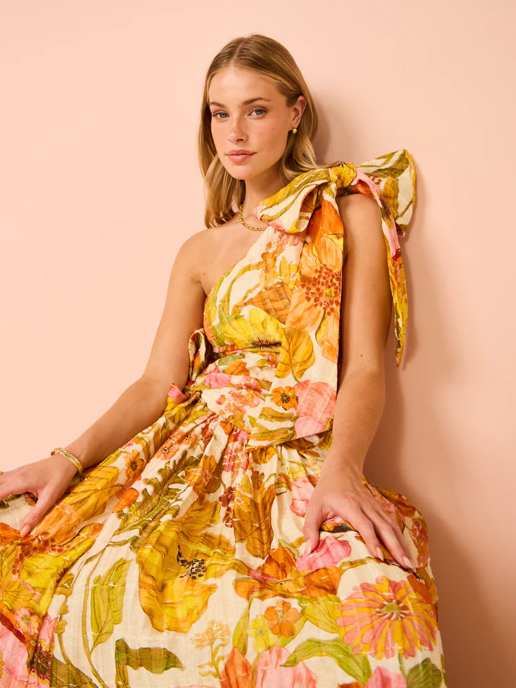 Vestido Longo Flora um Ombro