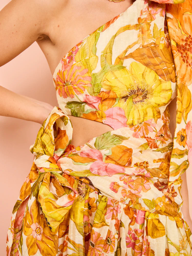 Vestido Longo Flora um Ombro