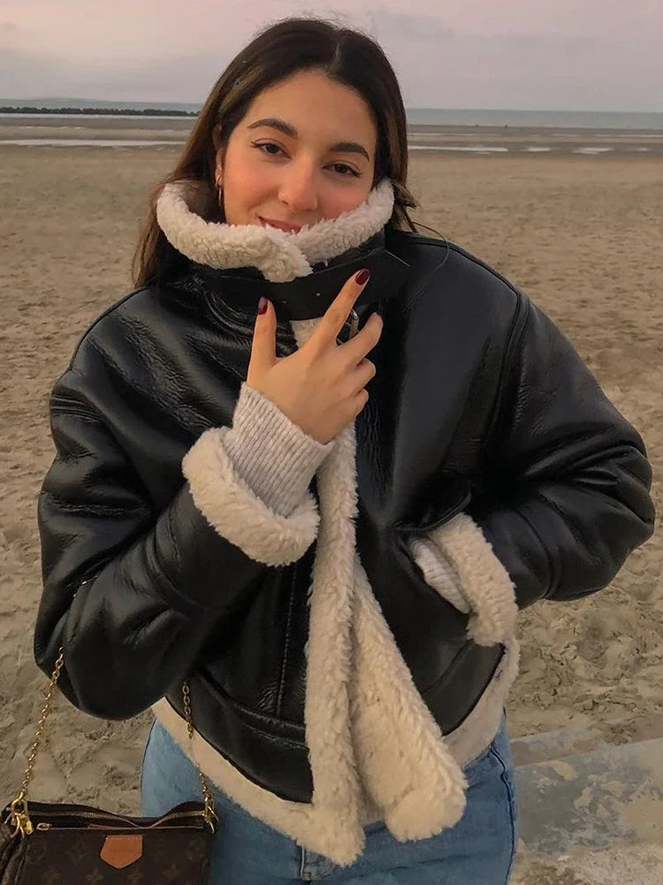 Jaqueta Feminina De Couro Tany