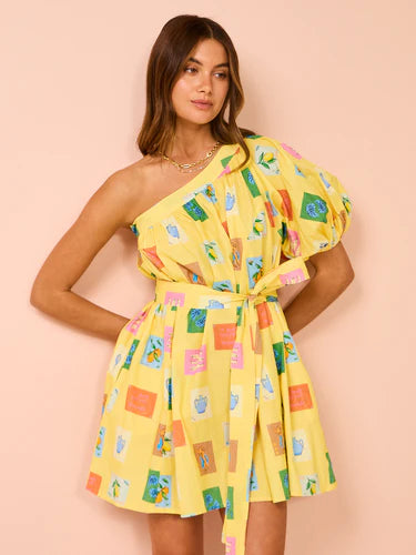 Vestido Roma Frutas Um Ombro