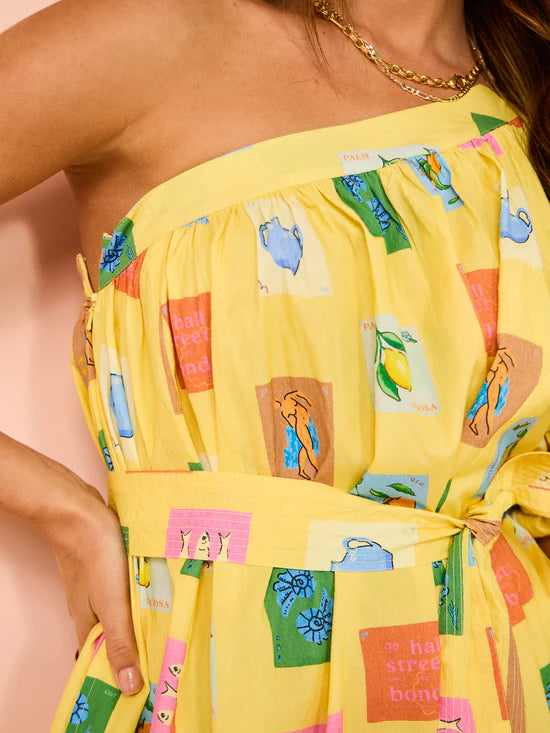 Vestido Roma Frutas Um Ombro