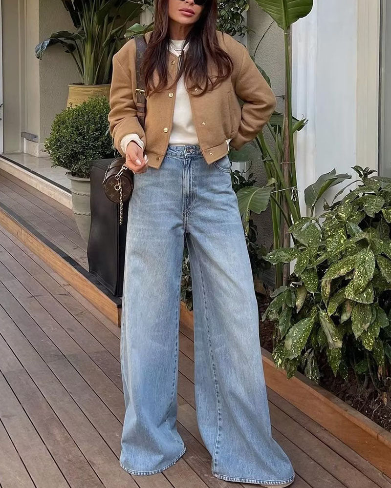 Jaqueta Feminina De Lã Contrast