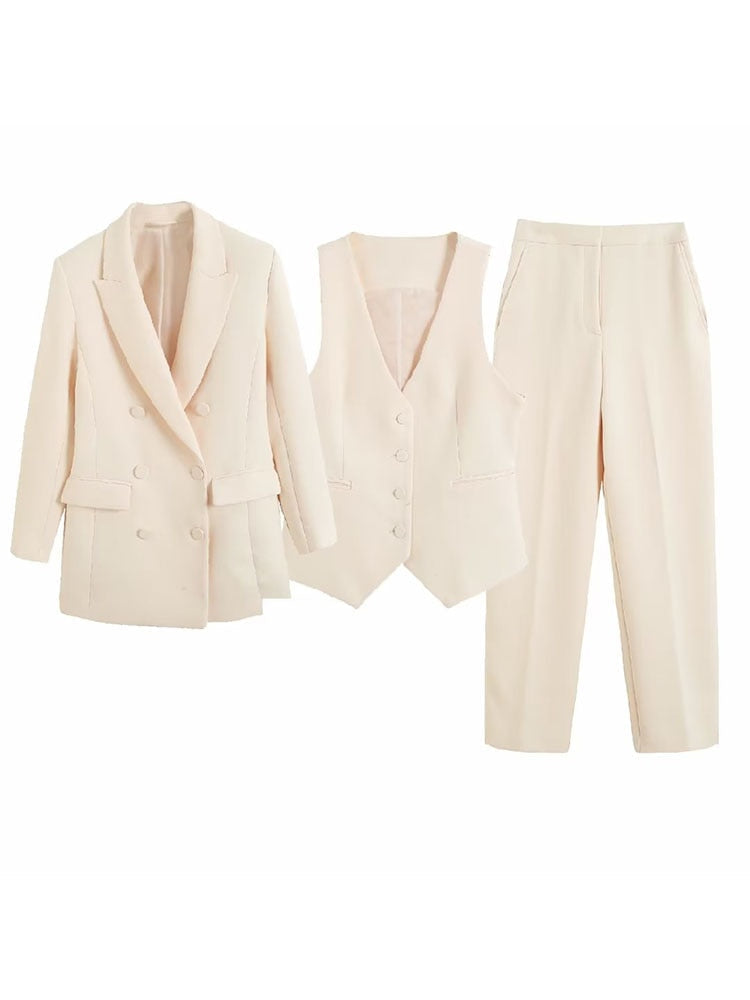 Conjunto Feminino Alfaiataria Blazer, Colete e Calça Martini®️ Ragazze