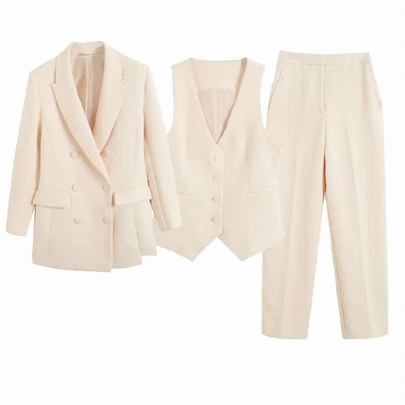 Conjunto Feminino Alfaiataria Blazer, Colete e Calça Martini®️ Ragazze